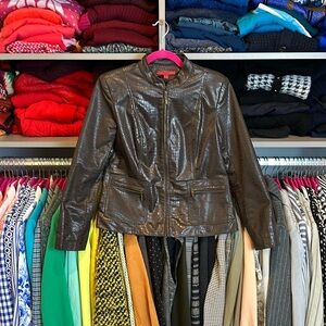Joni B brown faux leather snake embossed jacket size SP
